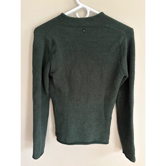 Prana Cozy V-Neck Fleece Sweater in Hunter Green Size Small Hiking Outside - Picture 6 of 13